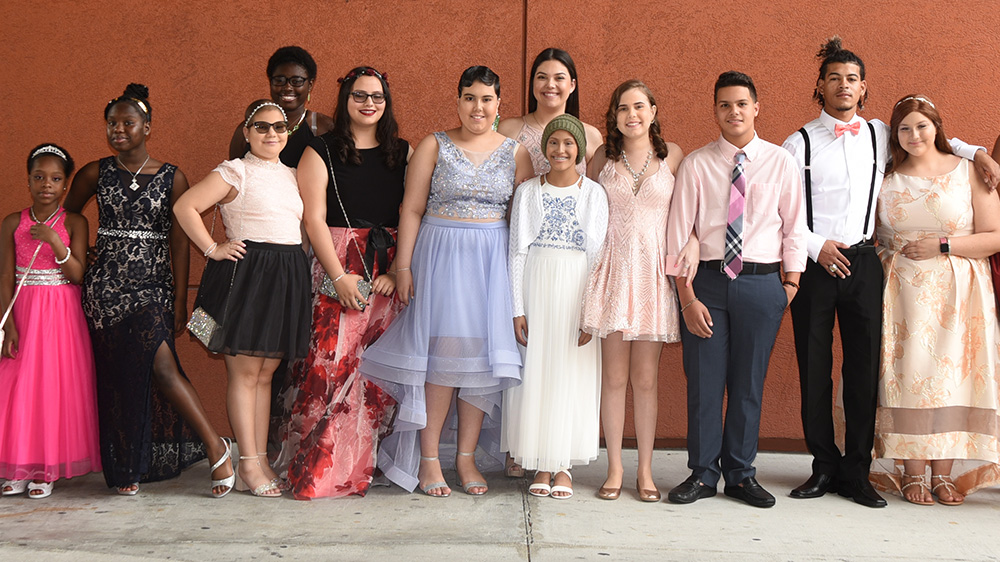 patients from the cancer center celebrating prom.