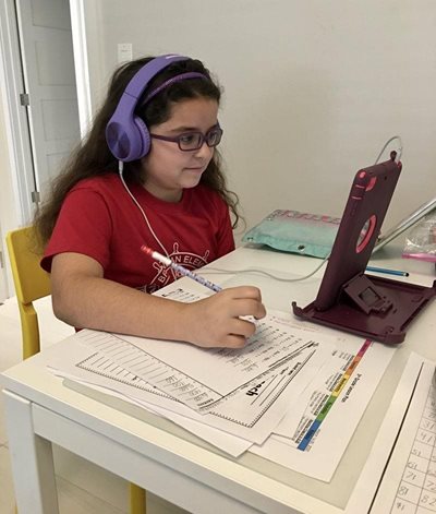 Grace attending virtual school